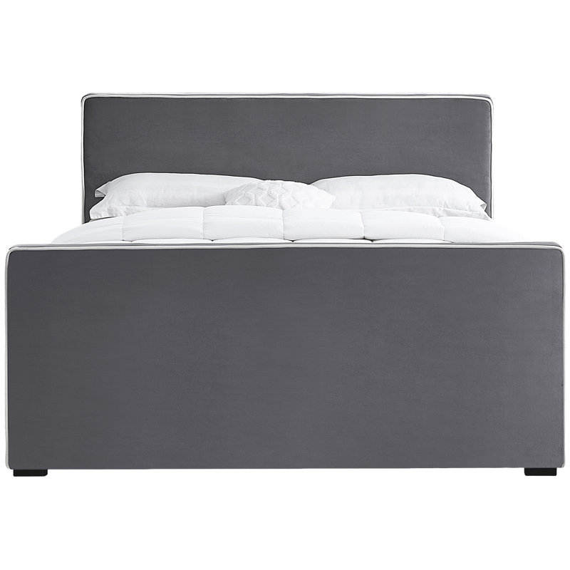 Haneesh Upholstered Unfinished Panel Bed, Grey Velvet, Full