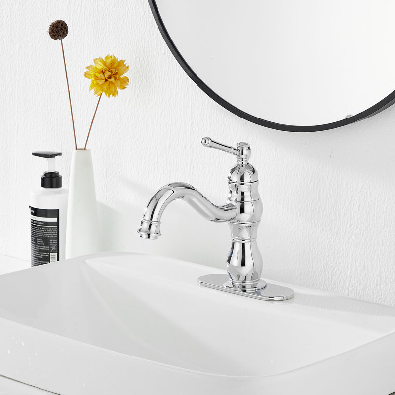 Single Hole Bathroom Faucet With Drain Assembly, Polished Chrome