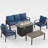  Modern Outdoor Aluminum 5-Piece Conversation Set with Fire Pit Table-2140054867-2140054866