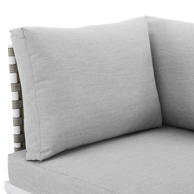 Ensemble de sièges de patio en aluminium à tissage panier 8 pièces Harmony par Modway, gris, Brun clair