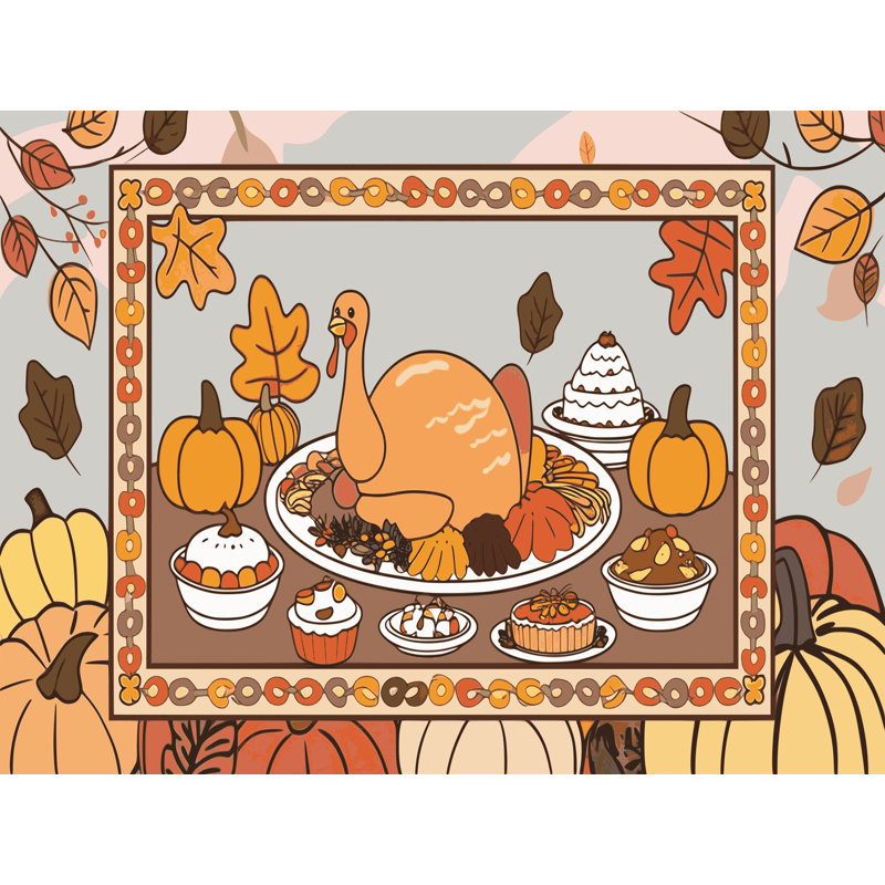 Tapis The Holiday Aisle® Thanksgiving, Rectangle 6 pi x 9 pi
