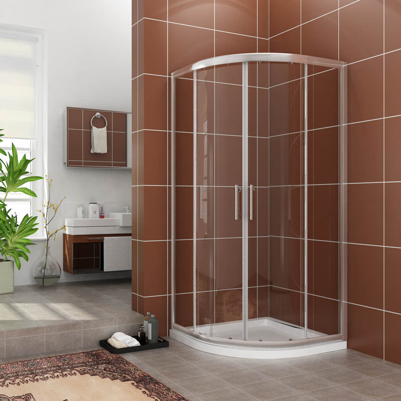 37.5-38" W x 72" H Semi-Frameless Round Shower Enclosure