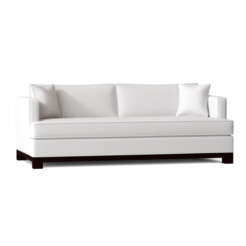 Canapé à accoudoirs encastrés avec coussins réversibles Cassidy, 72 pouces, Blanc délavé Marves, Brun foncé