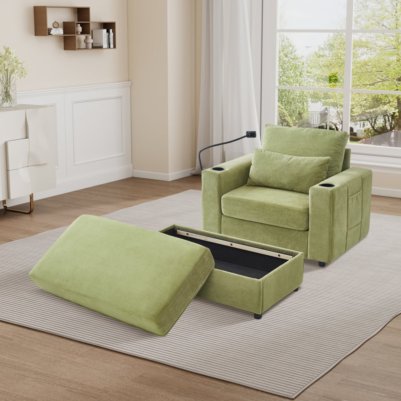 Chaise longue rembourrée 51,4 po, Vert