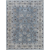 Oriental Hand-Knotted Wool Area Rug in Gray/Blue/Brown