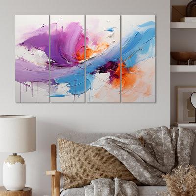 Coups de peinture abstraits sur toile, 4 pièces