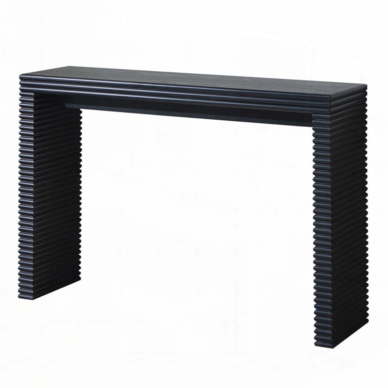 Console Table with Ribbed Design,Wood Console Table
