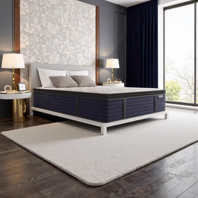 Matelas en latex hybride 14,5 po avec matelas Euro Diamond Hughes Diamond - sensation moyenne, taille double, certifié Greenguard Gold, fabriqué aux États-Unis