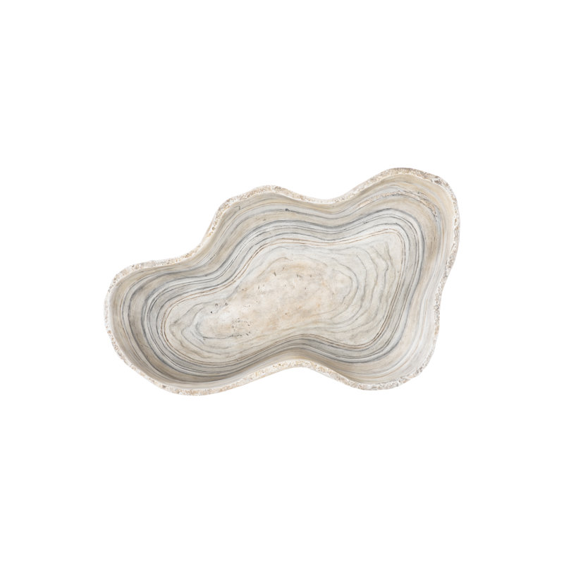 17" W Abstract Decorative Bowl in Gray/Beige