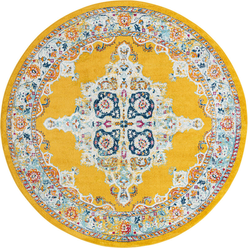 Mirveta Oriental Indoor Rug, Round 7'10"