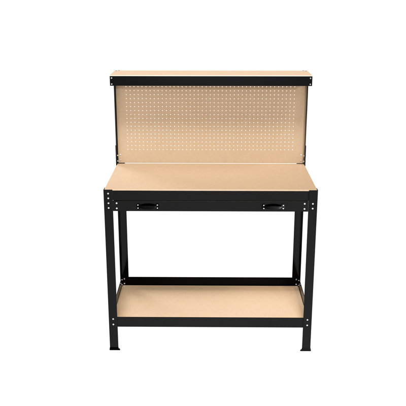 Table de travail 63 po avec tiroirs et banc de travail robuste de 300 lb pour le garage, acier de bureau, imperméable, rouille
