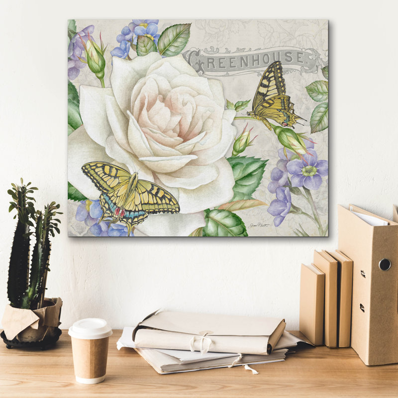 «Rose Garden In Bloom B» par Jean Plout, art mural sur toile, H 20 po x l 24 po x P 0,75 po