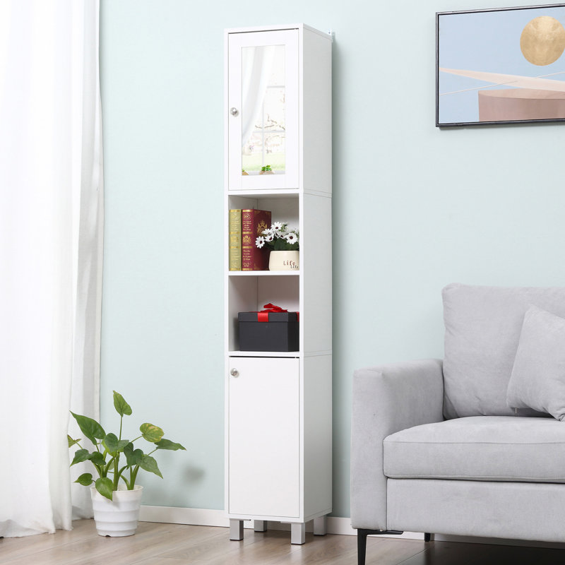 Armoire à miroir pour salle de bain - grande, blanche, tablettes réglables et tablettes de rangement