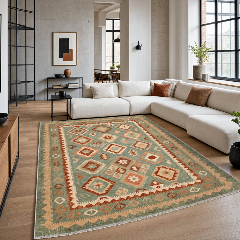 Vintage Look Cotton and Chenille Flatweave Area Rug, 80 x 150 cm