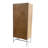 Alina Light Brown and Gray Glass Tall Accent Cabinet with 2 Doors and 4 Drawers – Vintage Modern Display Storage