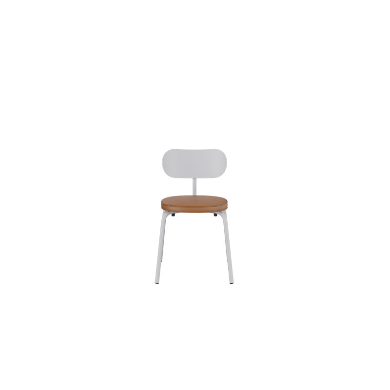 Chaise d'appoint en métal Khylia, Siège brun clair / base en aluminium blanc