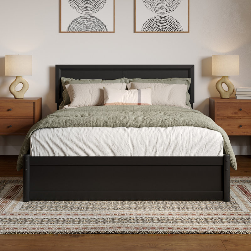 Astley Wood Panel Storage Bed, Full, Black