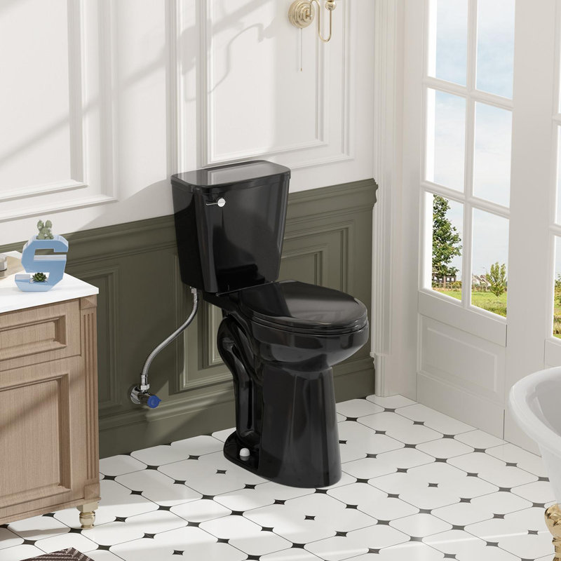 Toilette allongée pour salle de bain Traditional, Noir