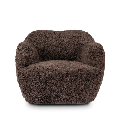 Alaska Oak Genuine Leather Swivel Barrel Chair