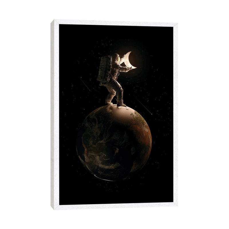 Lunar by Nicebleed - Print on Canvas, 66.04cm H x 45.72cm W x 3.81cm D, White Framed