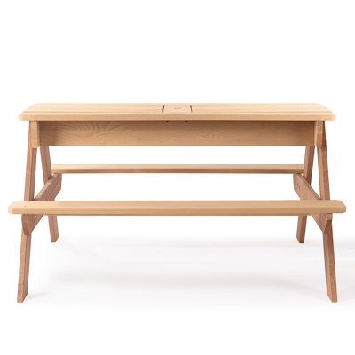 31 Outdoor Wooden Picnic Table With Umbrella For - Natural Sand & Water Fun Convertible Wood Adjustable Sunshade