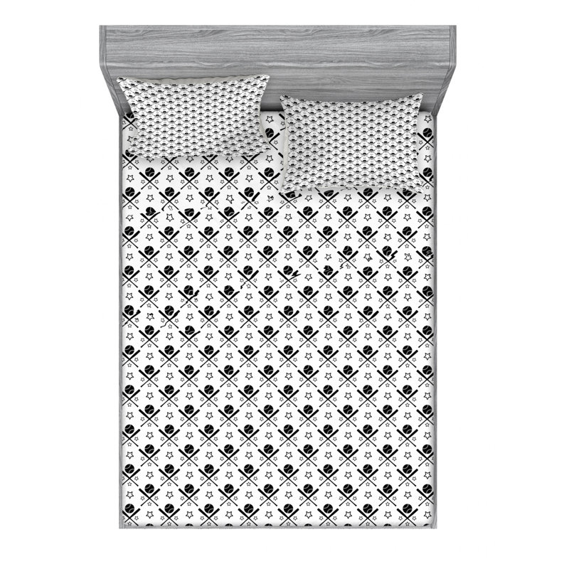 Microfiber Patterned Fitted Sheet, Queen Fitted Sheet with 2 Pillowcases