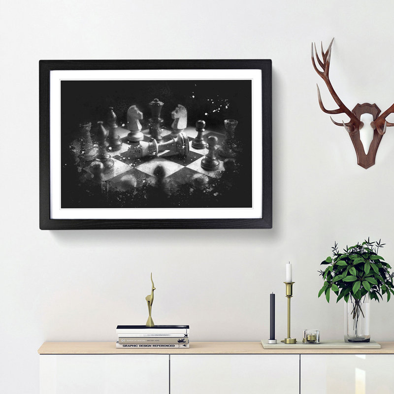 Chess Checkmate - Single Picture Frame Print on MDF, 62cm H x 87cm W x 2cm D, Black Framed
