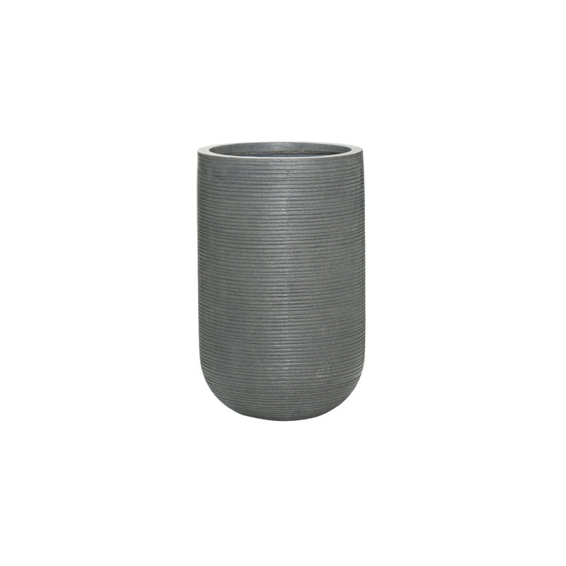Endra Round Fiberstone Planter, 18" H x 11" W x 11" D, Gray