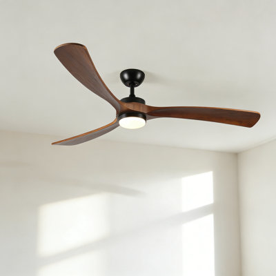 72-inch Solid Wood Ceiling Fan with Light and Remote Control, 3-Blade Modern Ceiling Fan for Balcony, Living Room, Bedroom