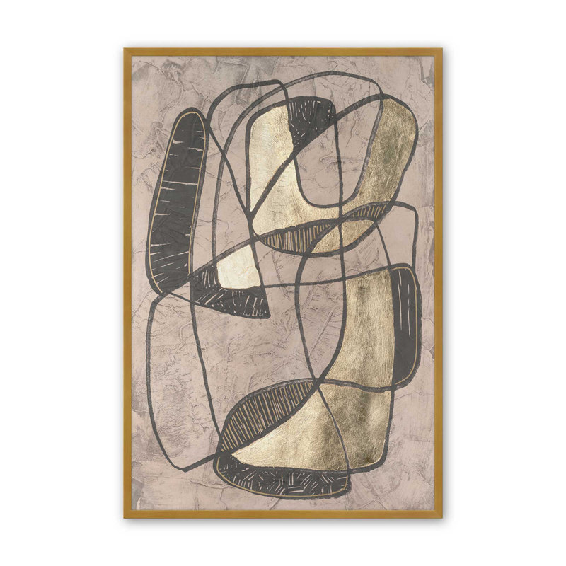 Interaction II by June Erica Vess Canvas Art Print, Open Corner Framed Print without Mat Paper, 24" H x 18" W, Gold