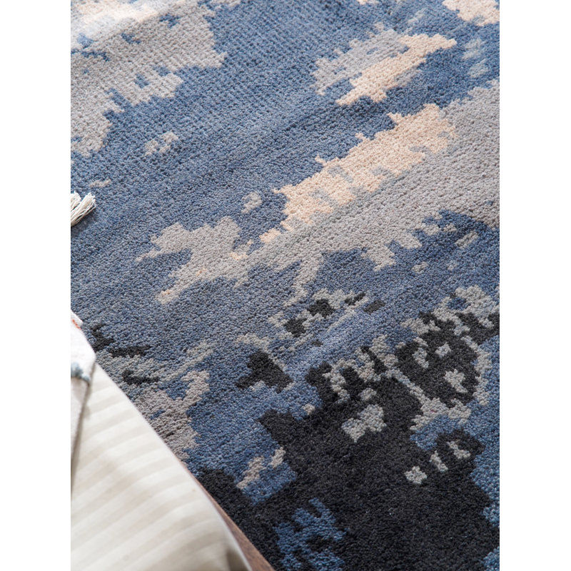 Tapis d'intérieur multicolore 100% laine fait à la main, Rectangle de 5 pi x 8 pi