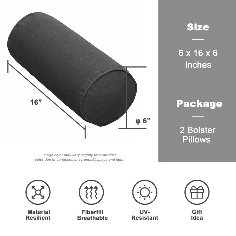  Outdoor Bolster Pillow Cover & Insert, Gray