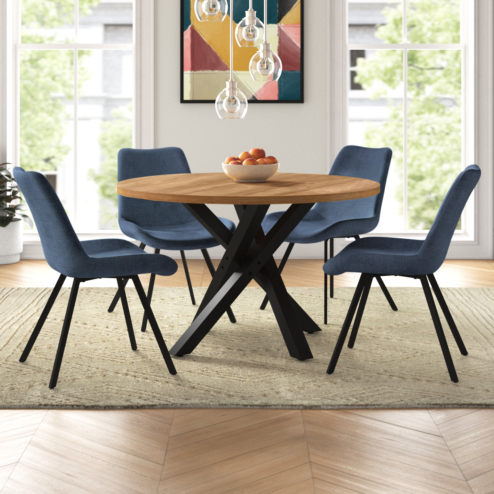 Plate Mat Small Dining Table Set for 4 Modern round Dinner Table