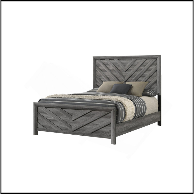 Lit de style moderne en bois gris Denver, Lit simple