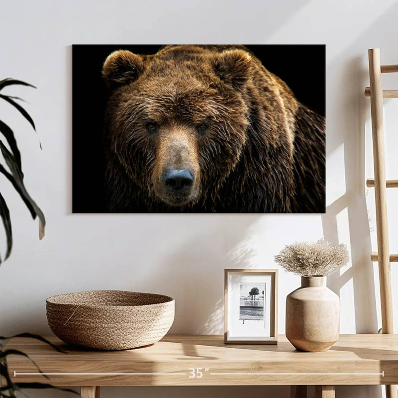 Ours brun extrême-oriental sur toile, H 16 po x l 24 po x P 1,25 po