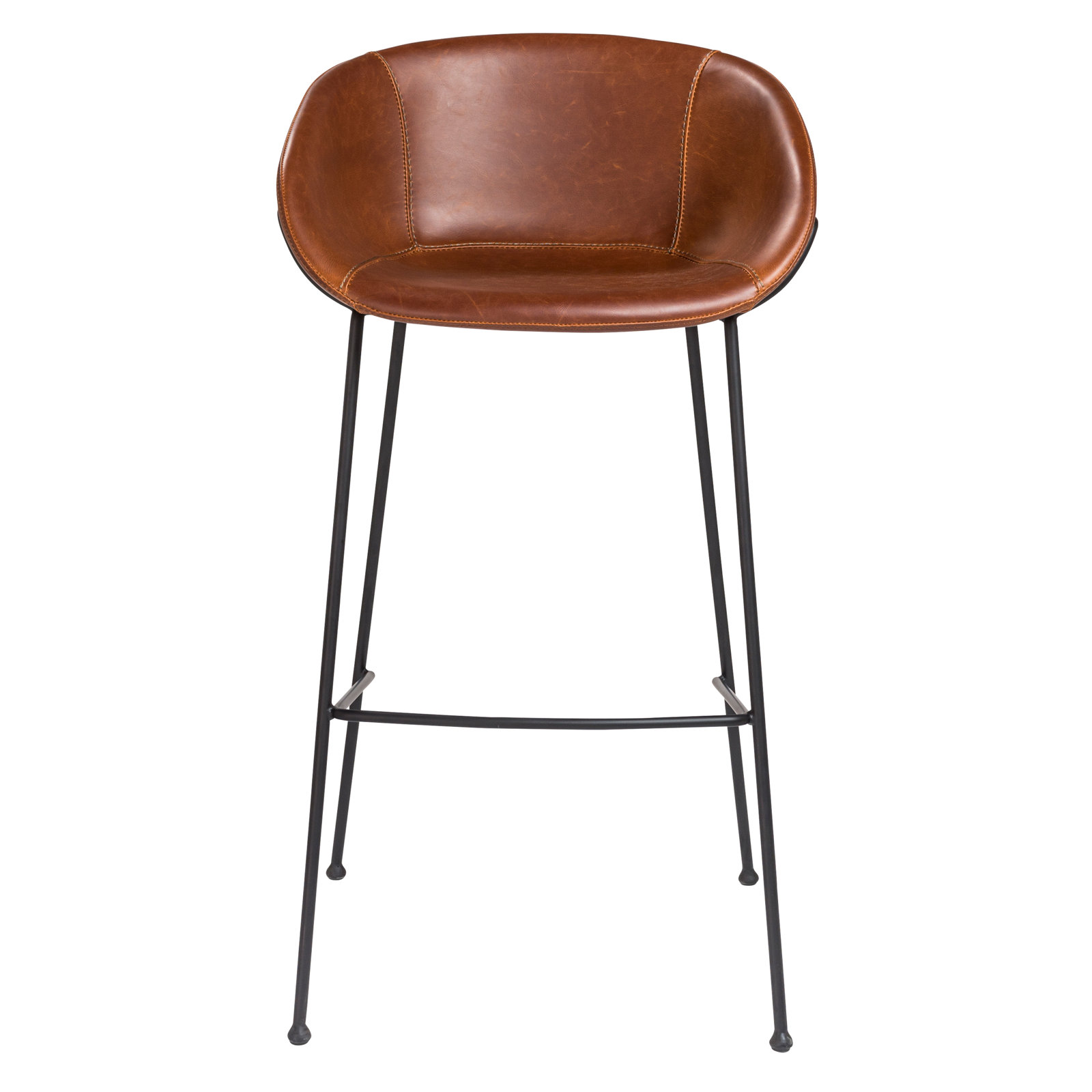 Ardea Leather Stool, Bar Stool (29.93" Seat Height), Dark Brown Faux Leather