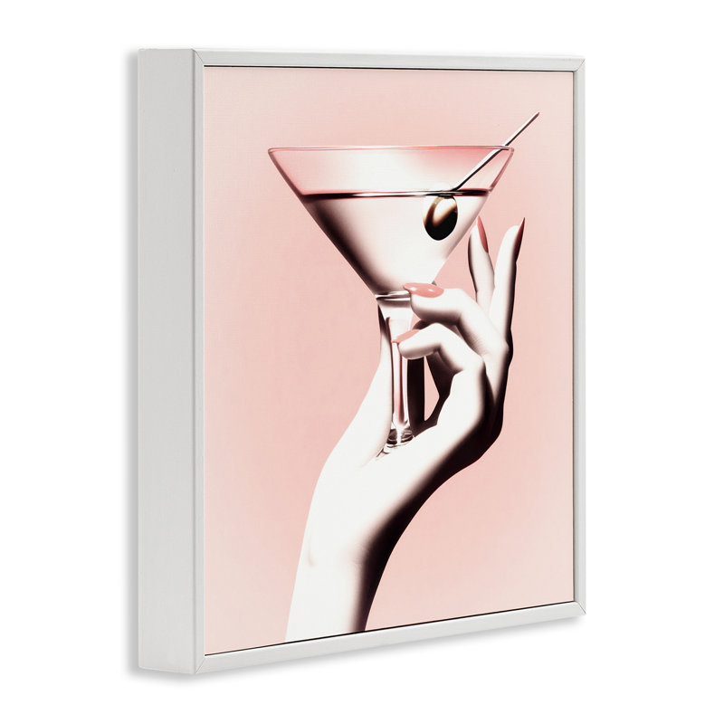 «Martini Stirred», estampe numérique par Sophie 6, H 12 po x l 12 po, Estampe numérique encadrée blanc bord de mer