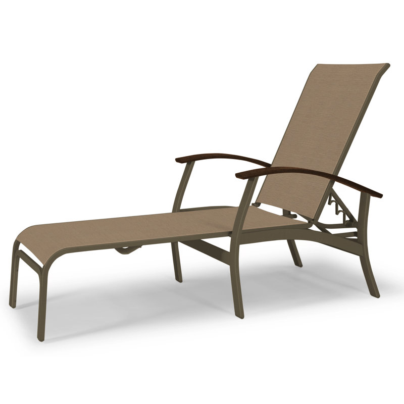 Belle Isle Outdoor Chaise Lounge, Textured Beachwood, Forest Forest Green 22D Sunbrella®, Kona P10