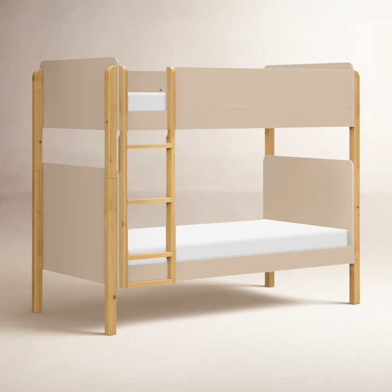 TipToe Twin Bunk Bed, Taupe/Honey