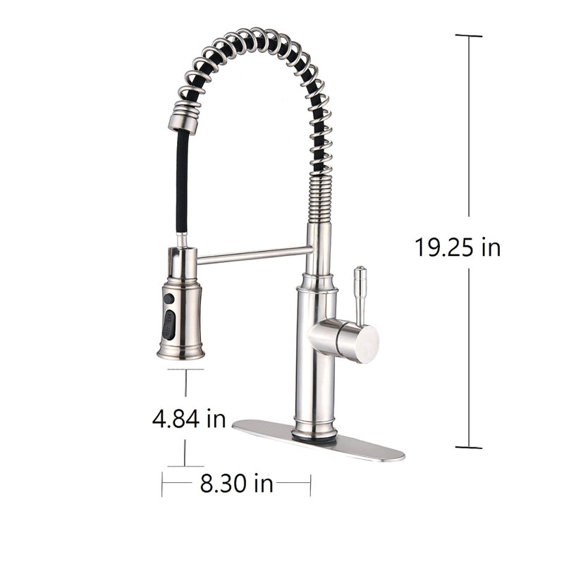 Robinet de cuisine tactile avec douchette extractible, Nickel brossé
