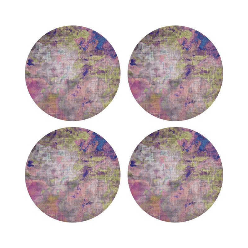 Impressionism Vegan Leather Round Placemats, Fressia