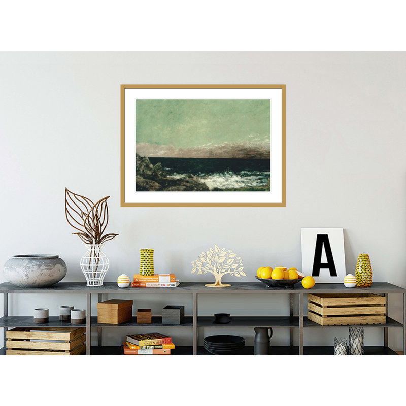 La Méditerranée par Gustave Courbet, impression giclée sur cadre, H 30,66 po x l 41,5 po