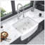 White Farmhouse Sink - 24 Inch White Kitchen Sink Ceramic Arch Edge Apron Front Single Bowl Farm Kitchen Sinks