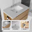 Meuble-lavabo de 76 cm avec lavabo intégré, armoire suspendue en contreplaqué, lavabo en céramique, comptoir et dosseret en marbre reconstitué, 2 tiroirs à fermeture amortie, tablette latérale ouverte, chêne-190733425