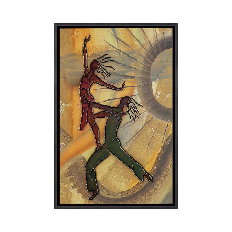 Danseurs par Fred Odle-impression, Toile avec cadre noir patiné, Pas de tapis, H 26 po x l 18 po x 1,5 po