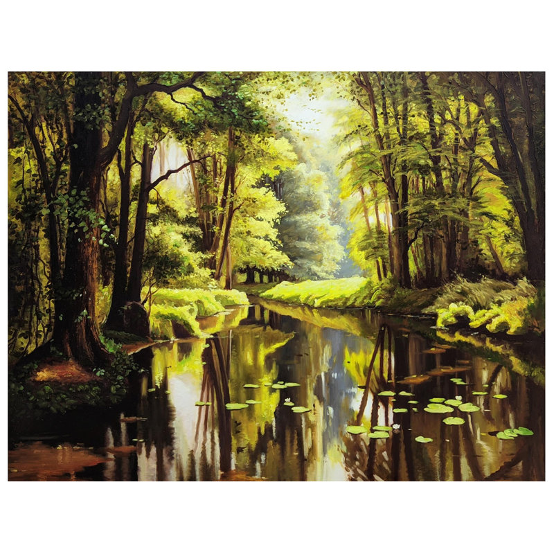 Lac Deep Forest | Huile sur toile | Peinture pour décoration murale