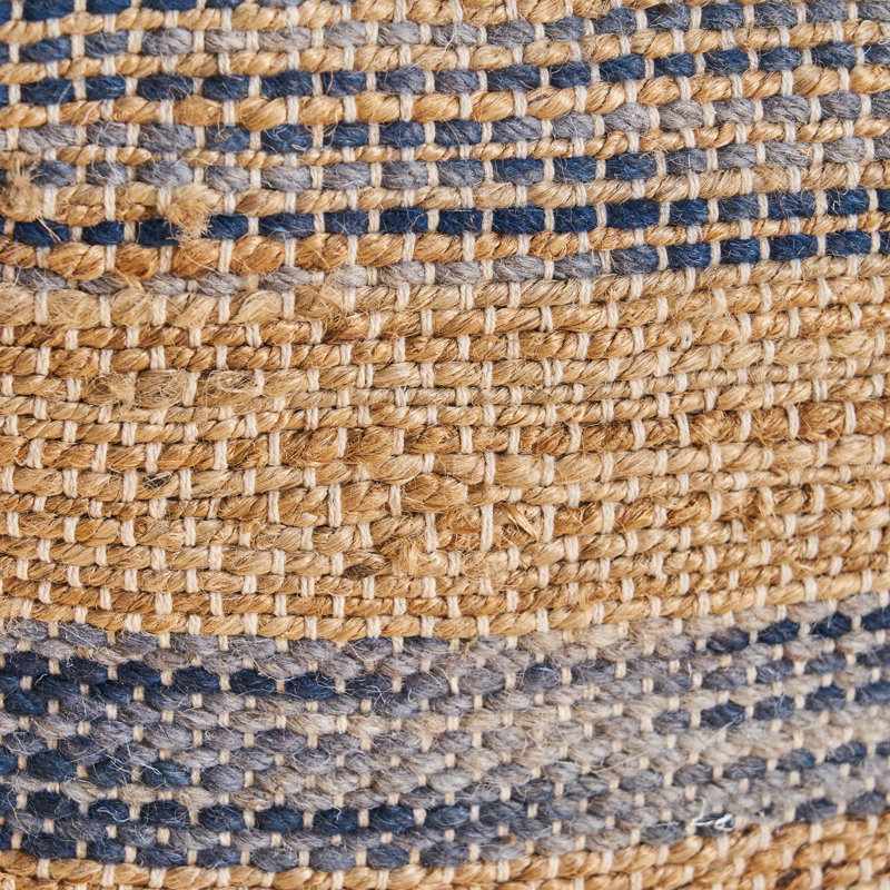 Repose-pieds Bartow, Mélange de polyester naturel / bleu