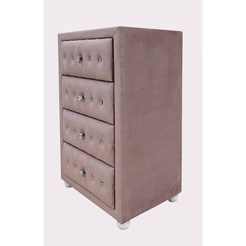 Commode rose en tissu