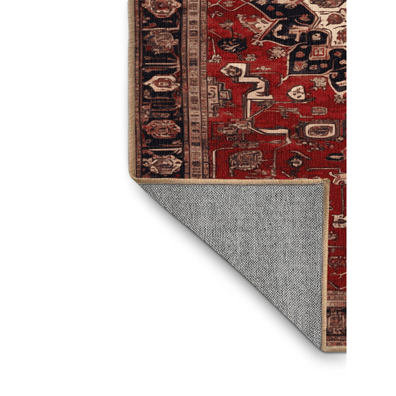 Machine Washable Persian Brown Area Rug, Round 3'