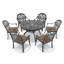 Ensemble de salle à manger d'extérieur rond de 122 cm (48,03 po) avec trou pour parasol, 6 chaises empilables, coussins bruns, ensemble de 7 pièces-7269775